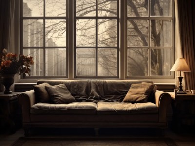 Couch Sits In Front Of A Window