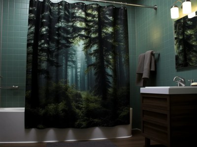 Curtain Featuring An Image Of A Forest