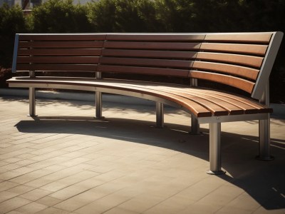 Curved Wooden Bench With Metal Legs