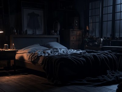 Dark Bed Room With Bed Sheet On The Floor