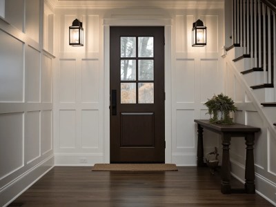 Dark Brown Wood Door To An Entryway In A House