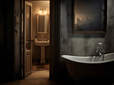 Dark Image Of A Bathroom And An Old Tub