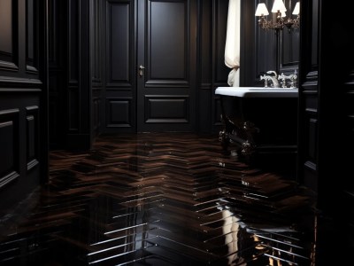 Dark Interior Bathroom With Floor Heating