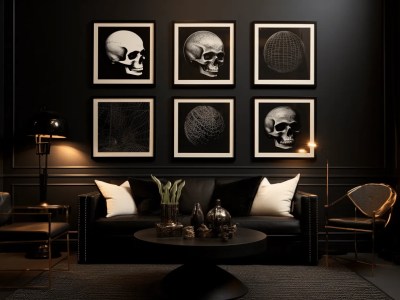 Dark Living Room With Skulls And Chairs