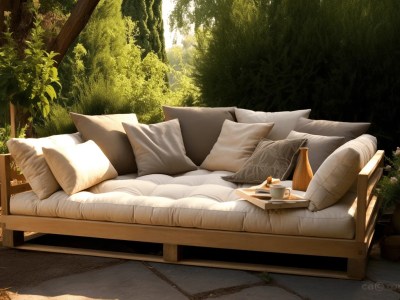 Day Bed On A Wooden Pallet Sitting In The Garden