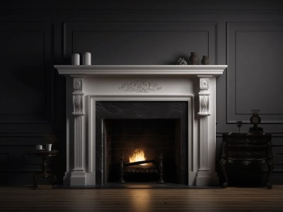 Decorative Fireplace In An Old House 3D Render