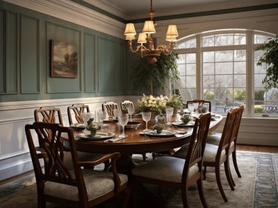 Dining Room Has A Beautiful Green Wall