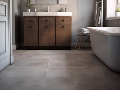 Easy Care Grey Tiled Bathroom In A Contemporary Home