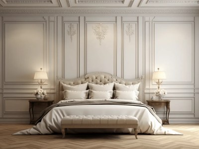 Elegant Bedroom With White Walls And Wood Floors