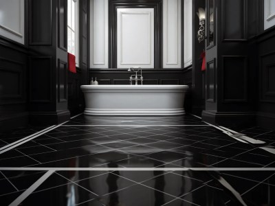 Elegant Black And White Bathroom With Tile In Floor