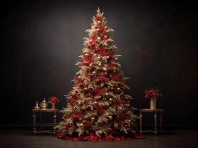 Elegant Christmas Tree With Red And Gold Decorations