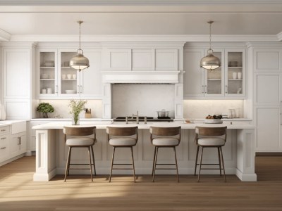 Elegant Kitchen With A Center Island And Hardwood Floors