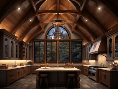 Elegant Kitchen With A Vaulted Ceiling