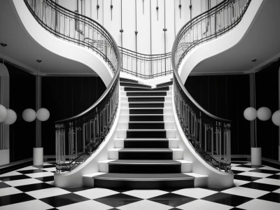 Elegant Staircase In Black And White