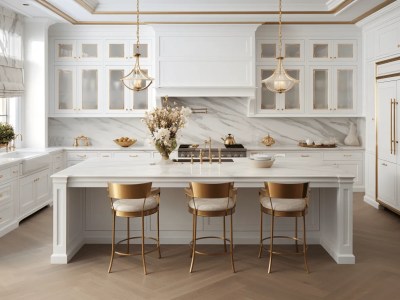 Elegant White And Gold Kitchen