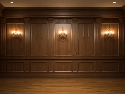 Empty Interior Room With Wooden Paneling And Light Fixtures