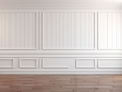 Empty Pristine White 3D Rendered Of An Empty, White Room With Wood Flooring