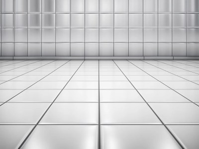 Empty Room With 3D Silver Tile Flooring