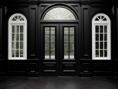 Empty Room With Black Doors