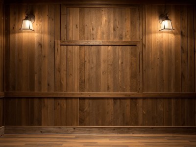 Empty Room With Wooden Walls And Lights