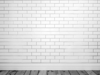 Empty Wainscot Wall With A White Brick Wall