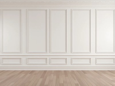 Empty White Room With Ceiling, Walls And Hardwood Floors