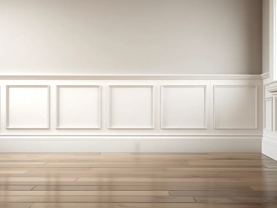 Empty White Room With Wooden Floor And White Paneled Wall