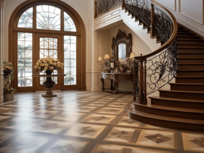 Entranceway With Ornate Stairs And Doors