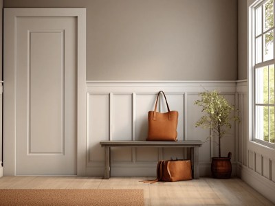 Entryway Entryway Bench Tan Bag In Hall Image