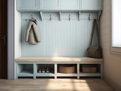 Entryway With Coat Hooks, Shelves, And A Bench