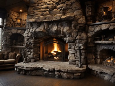 Fireplace Built From Rock