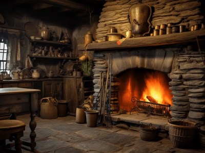 Fireplace In A Very Rustic Old House