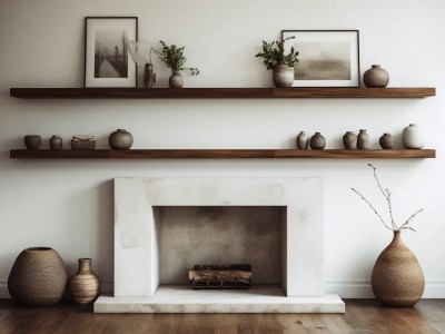 Fireplace Space With Shelves, Shelves And Vases