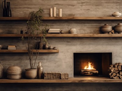 Fireplace Surrounded By Pots And Other Decor