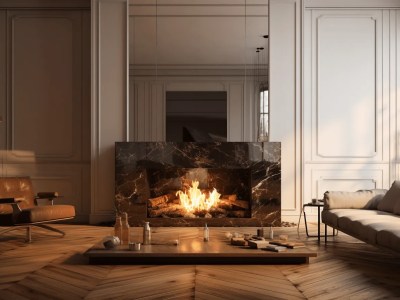 Fireplace With Mirrors, Chair And Rug