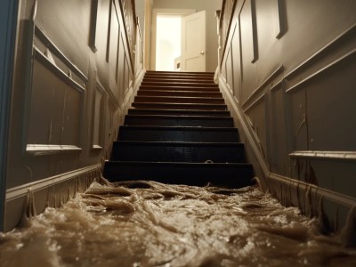 Flooded Hallway With Water Coming Up The Stairs