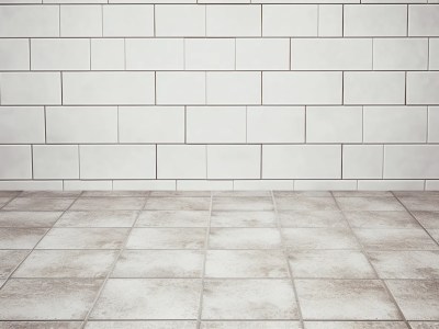 Floor Tiles Are In A White Bathroom.