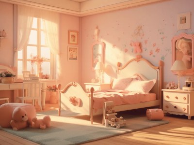 Girl'S Bedroom Scene With Lots Of Pinks And Teddy Bears