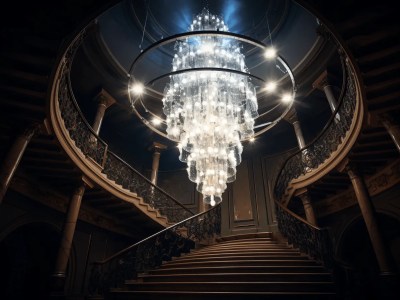 Glass Chandelier Hanging On A Set Of Steps