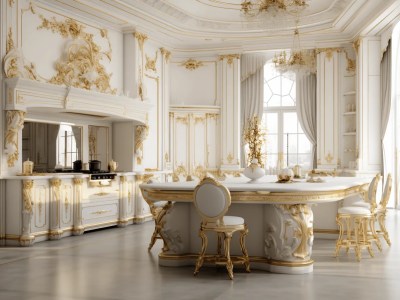 Gold Or White Luxury Interior Design Based On Old French Cuisine