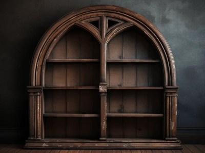 Gothic Bookcase On A Dark Wall