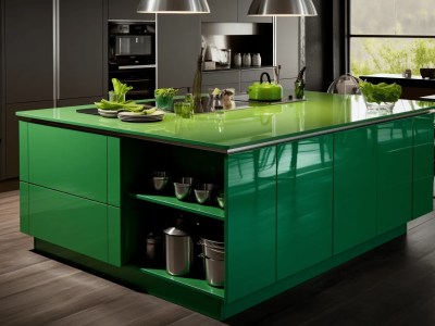 Green Modern Kitchen Island With Island