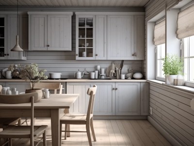 Grey Kitchen With Table And Chairs