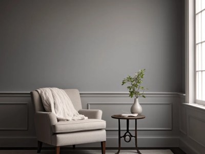 Grey Painted Room With Chairs And A Plant In A Chair