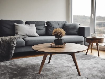 Grey Sofa, Rug And Table