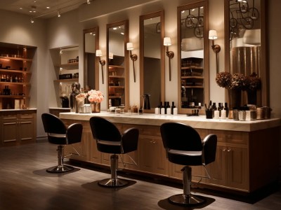 Hair Salon With Chairs And Mirrors