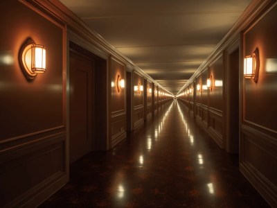 Hallway In The Old Hotel With Lights