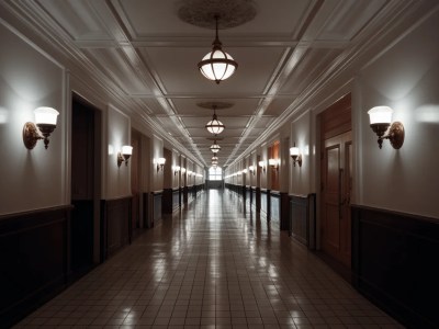 Hallway With Large Lights In It