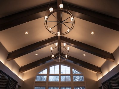 Hanging Fixtures In The Middle Of A Rusticstyled Ceiling