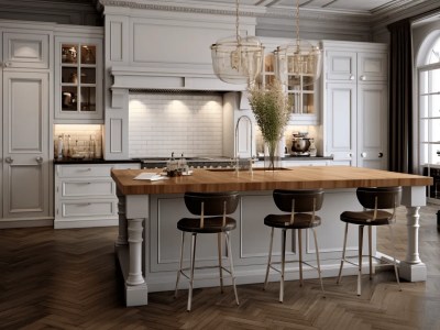 High Quality Kitchen With White Cabinets And A Large Island